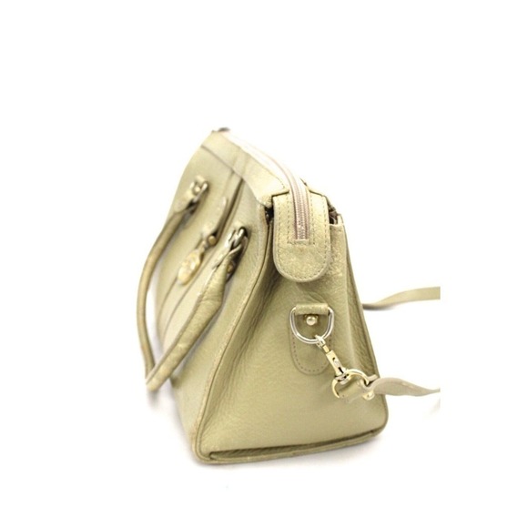 VTG Etienne Aigner Textured Bone Leather Satchel Bag Purse Shoulder A Logo Tag - Picture 3 of 7